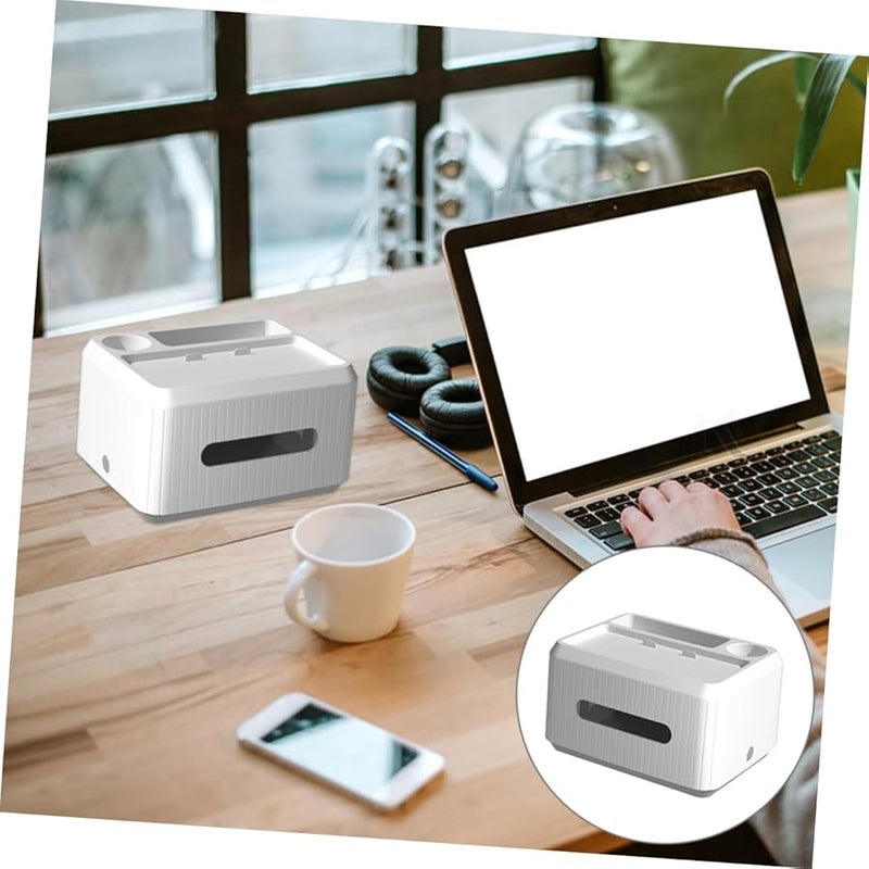 White Modern Desktop Tissue Box Holder Organizer For Easy Access And Neat Storage - Image 2